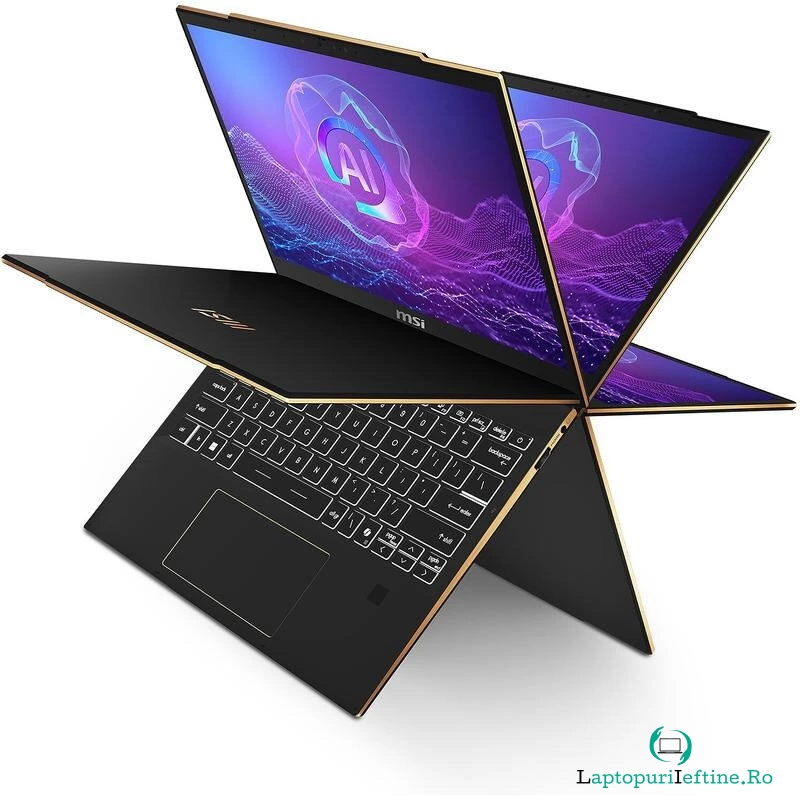 MSI Laptop 2 in 1 MSI Summit 13 AI+ Evo A2VMTG, Intel Core Ultra 7 258V, 13.3 inch FHD+ Touch, 32GB RAM, 1TB SSD, Windows 11 Home, Negru